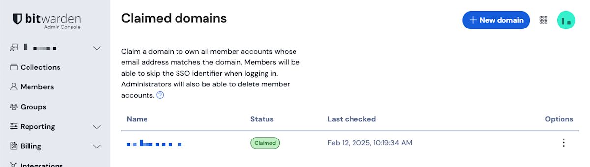 Claimed domain